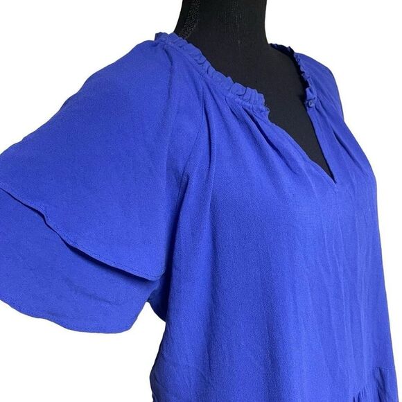 Old Navy Cobalt Electric Blue Tiered Flutter Sleeve Dress - Picture 2 of 8